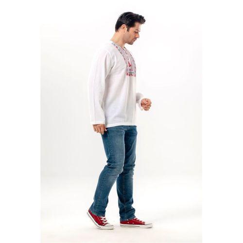 Uzun Kol Şile Bezi Bisiklet Yaka Bahriyeli Erkek Yazlık T-shirt Beyaz 3001