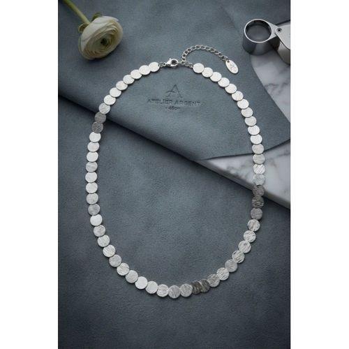 Plaka Model Gümüş Renk Pirinç Kadın Kolye