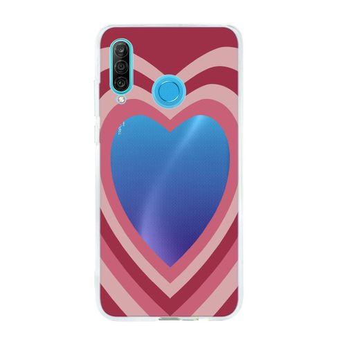 Huawei P30 Lite Kalp Desenli Şeffaf Kılıf