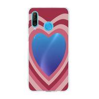 Huawei P30 Lite Kalp Desenli Şeffaf Kılıf