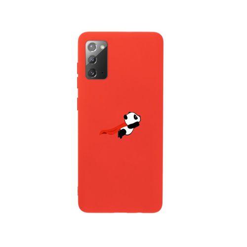 Samsung Note 20 Uçan Panda Premium Silikonlu Kırmızı Telefon Kılıfı