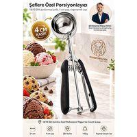 4 Cm Yuvalı Mekanizmalı Dondurma Kaşığı 304 Paslanmaz Çelik Profesyonel Helva Kurabiye Porsiyonlayıcı 723663