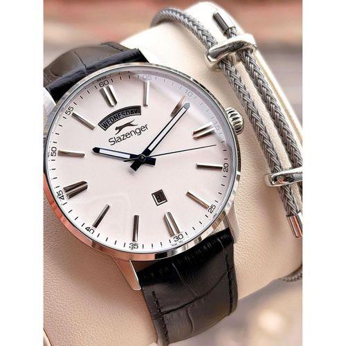 Slazenger Deri Kordon Takvimli Kadran 10 Atm Suya Dayanıklı 2 Yıl Garantili Erkek Kol Saati N2562.02