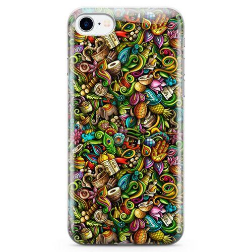 Apple iPhone 8 Kılıf Doodle Hindistan Turu Arka Kapak Koruma Desenli Full Koruyucu