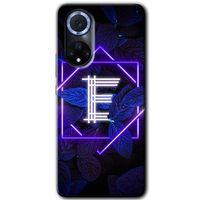 Huawei Nova 9 Kılıf HD Desen Baskılı Arka Kapak - Dark Neon Yaprak E Harfi