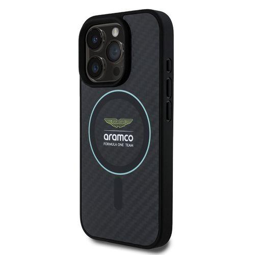 Apple iPhone 16 Pro Max Kılıf Aston Martin Orjinal Lisanslı M-safe Şarj Özellikli Renkli Halka ve Karbon Fiber Tasarımlı Kapak