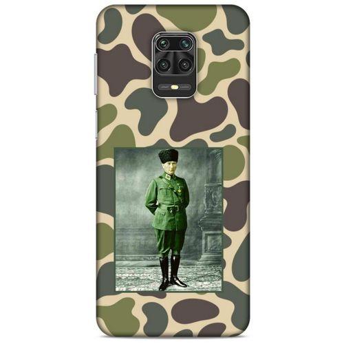 Xiaomi Redmi Note 9 Pro Kılıf Atatürk (15) Antişok Kılıf Kamuflaj Kahverengi