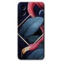 Vivo Y15s Kılıf HD Desen Baskılı Arka Kapak - Flamingo Yaprak