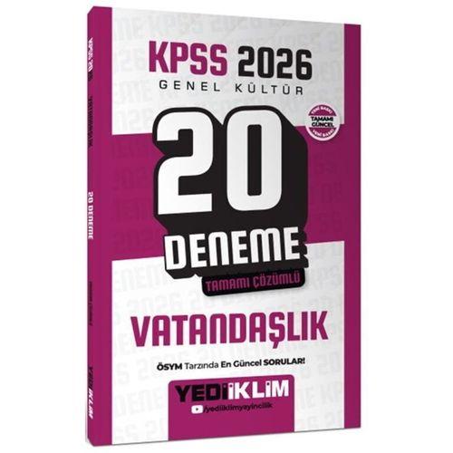2026 KPSS Vatandaşlık 20 Deneme Yediiklim Yayınları