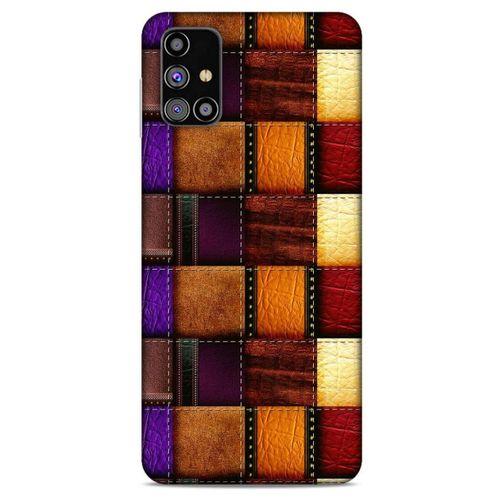 Samsung Galaxy M31s Kılıf Patchwork (44) Tough Armor Kılıf Mor Kahve