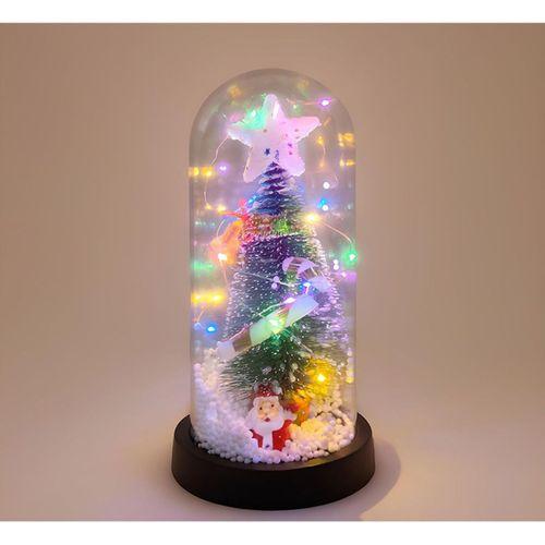 Yılbaşı Temalı Işıklı  Dekoratif Cam Fanus