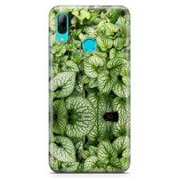 Huawei Y7 2019 Kılıf Mavi Çiçekli Yapraklar Arka Kapak Koruma Desenli Full Koruyucu