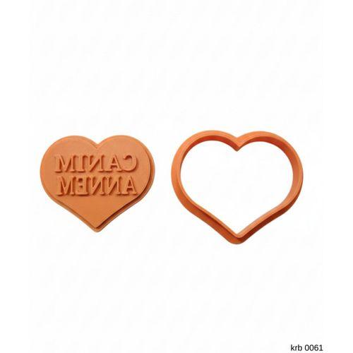 Canım Annem Yazılı Kalp Kurabiye Kalıbı ve Hamur Kesici – Şeker Hamuru ve Oyun Hamuru İçin İki Parça Kalıp