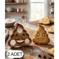 2Li Emoji Figürlü Kurabiye Kalıbı Hamur Kesici Mizah Temalı Şeker ve Oyun Hamuru İçin Tek Parça Kalıp