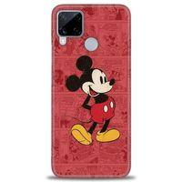 Realme C15 Kılıf HD Baskılı Kılıf - Kırmızı Mickey + Tam Ekran Koruyucu