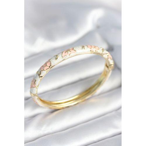 Beyaz Pembe Renk Detaylı Mineli Kelepçe