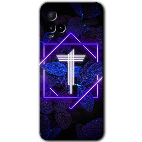 Vivo Y21 HD Baskılı Kılıf + 9D Tam Ekran Koruyucu - Dark Neon Yaprak T Harfi