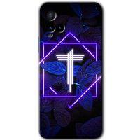 Vivo Y21 HD Baskılı Kılıf + 9D Tam Ekran Koruyucu - Dark Neon Yaprak T Harfi