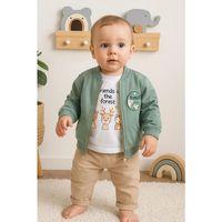 Forest Hırkalı 3'lü % 100 Pamuk Erkek Bebek Takımı