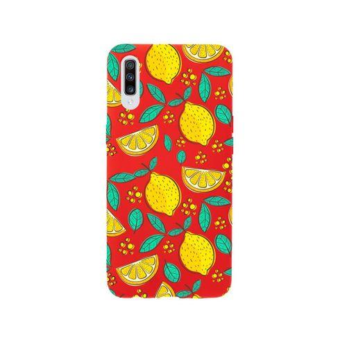 Samsung A70 Limon Desenli Premium Silikonlu Kırmızı Telefon Kılıfı