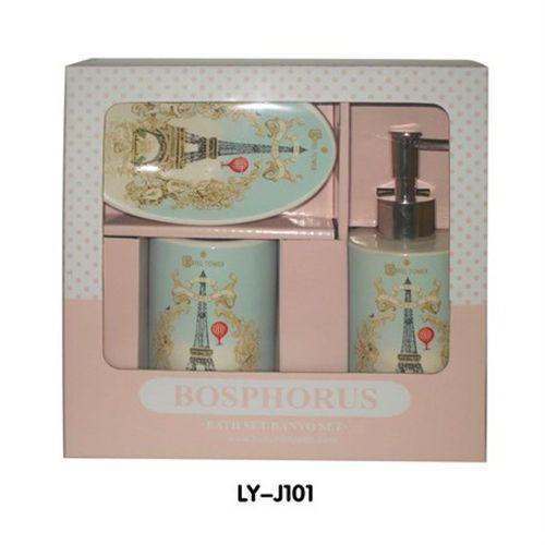 Seramik Üçlü Banyo Seti Romantik Yeşil Model