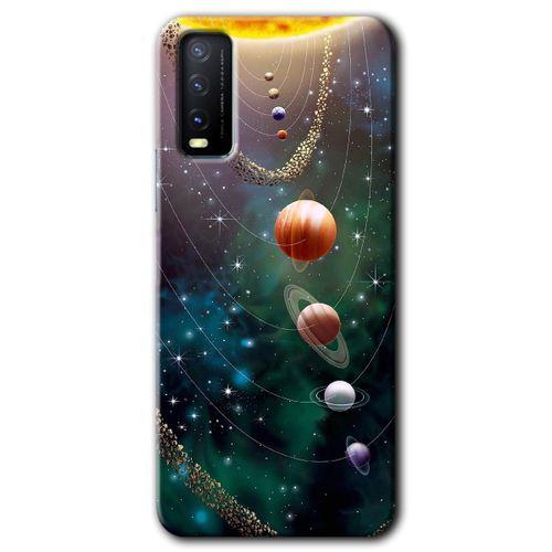MRCİLETİSİM Vivo Y20s Kılıf HD Desen Baskılı Arka Kapak + Temperli Cam - Cosmos