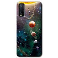 MRCİLETİSİM Vivo Y20s Kılıf HD Desen Baskılı Arka Kapak + Temperli Cam - Cosmos