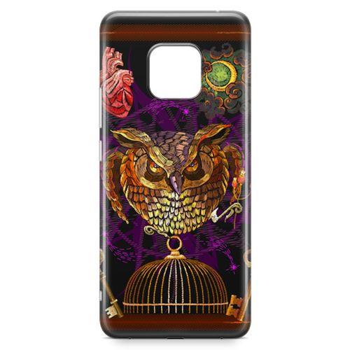 Huawei Mate 20 Pro Kılıf Gotik Baykuş Arka Kapak Koruma Desenli Full Koruyucu
