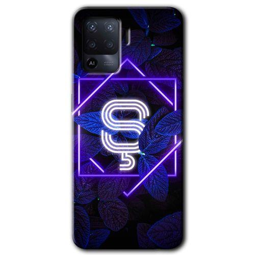 OPPO Oppo Reno 5 Lite Kılıf HD Desen Baskılı Arka Kapak + Temperli Cam - Dark Neon Yaprak Ş Harfi