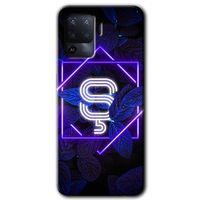 OPPO Oppo Reno 5 Lite Kılıf HD Desen Baskılı Arka Kapak + Temperli Cam - Dark Neon Yaprak Ş Harfi