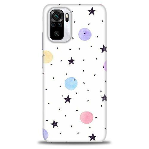 Xiaomi Redmi Note 10 Kılıf HD Baskılı Kılıf - Yıldız ve Daireler + Tam Ekran Koruyucu