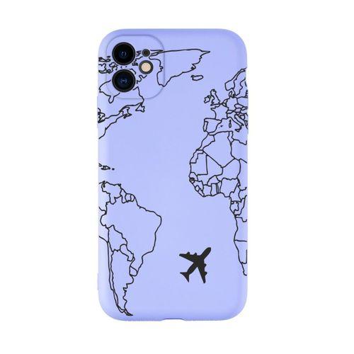 iPhone 11 Uyumlu World Map Lines Desenli Kamera Korumalı Lansman Kılıf Premium Silikonlu