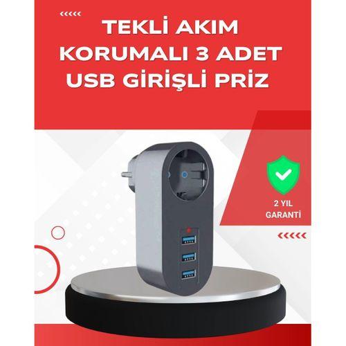 2500w Güç Destekli Akım Korumalı Priz – 3 Usb Çıkışlı