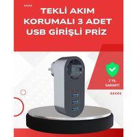 2500w Güç Destekli Akım Korumalı Priz – 3 Usb Çıkışlı