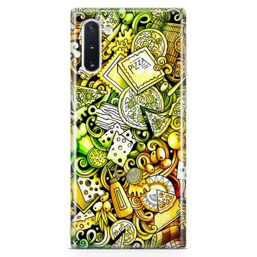 Samsung Galaxy Note 10 Kılıf Pizza Doodle Arka Kapak Koruma Desenli Full Koruyucu