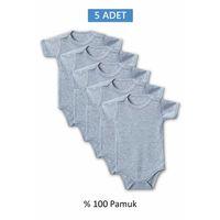 Gri Yarım Kol Body Zıbın 2-7 YAŞ Çocuklar İçin (5 ADET) Alttan Çıtçıtlı Özel Gereksinimli