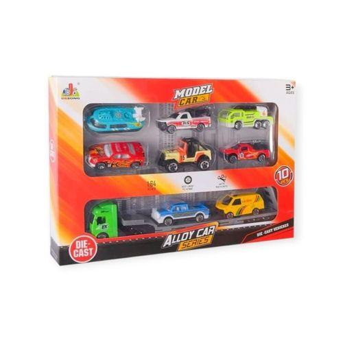 10 Parça Araç Taşıyan Tır Seti - Die Cast - DS047 - City