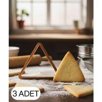 3Lü Üçgen Figürlü Kurabiye Kalıbı Hamur Kesici Şeker ve Oyun Hamuru İçin Tek Parça Kalıp
