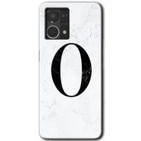Oppo Reno 7 4G Kılıf HD Desen Baskılı Arka Kapak - Beyaz Mermer Desenli O Harfi