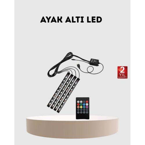 Rgb Araç İçi Led Aydınlatma 12v 48 Led Müzik Kontrollü 4 Şerit Set