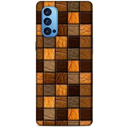 Oppo Reno 4 Pro Kılıf Patchwork (32) Soft Silikon Kılıf Turuncu Kahve