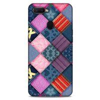 Oppo Ax7 Kılıf Patchwork (39) Liquid Crystal Kılıf Şeker Pembe Bordo
