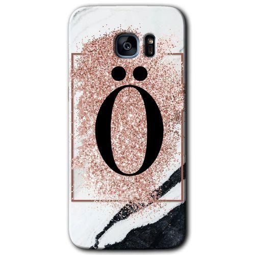 Samsung Galaxy S7 Edge HD Baskılı Kılıf + 9D Tam Ekran Koruyucu - Pembe Mermer Desenli Ö Harf