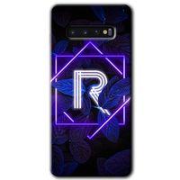 Samsung Galaxy S10 HD Baskılı Kılıf + 9D Tam Ekran Koruyucu - Dark Neon Yaprak R Harfi