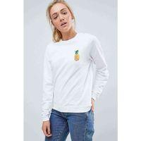 Watercolor Pineapple Baskılı Beyaz Kadın Sweatshirt