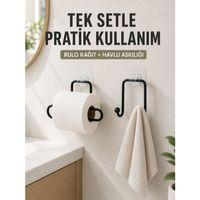 Banyo Ve Mutfak İçin Yapışkanlı Havlu Askılığı Ve Rulo Kağıt Tutucu Set