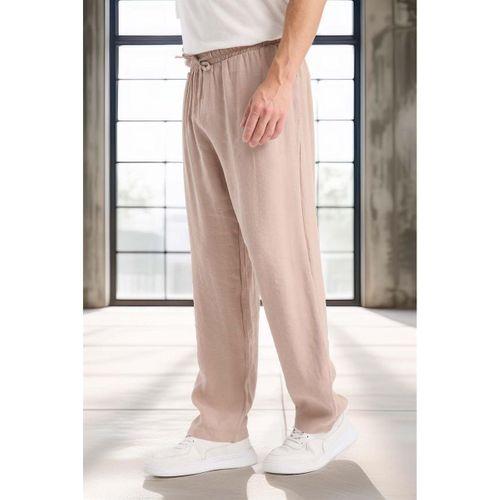 Modal Kumaş Rahat Kalıp Düz Paça Jogger Erkek Pantolon - Bej