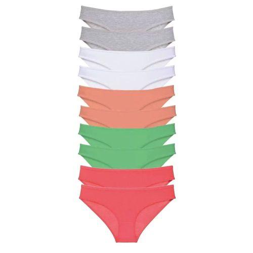 10 Adet Süper Eko Set Likralı Kadın Slip Külot Gri Beyaz Pudra Yeşil Fuşya