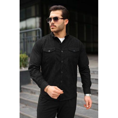 Erkek Uzun Kollu Cepli Kadife Gömlek