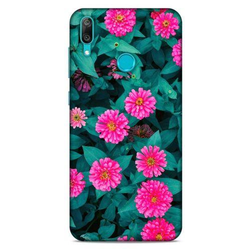 Lopard Huawei Y7 2019 Uyumlu Kılıf Bahar (39) Liquid Crystal Kılıf Fuşya Çiçekler